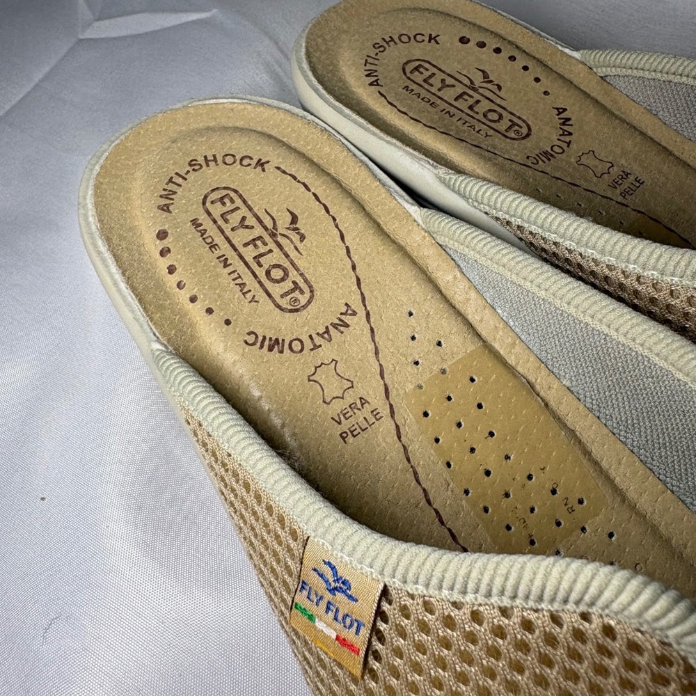 Fly Flot Tan Mesh Anatomic Anti-Shock Slide Sandals Made in Italy Womens 40 - Picture 8 of 9